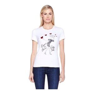 Vicky Tiel L'Amour de Paris Short Sleeve Crewneck Graphic T-shirt Women's Large